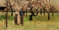 Huerto en flor con dos figuras Primavera Vincent van Gogh